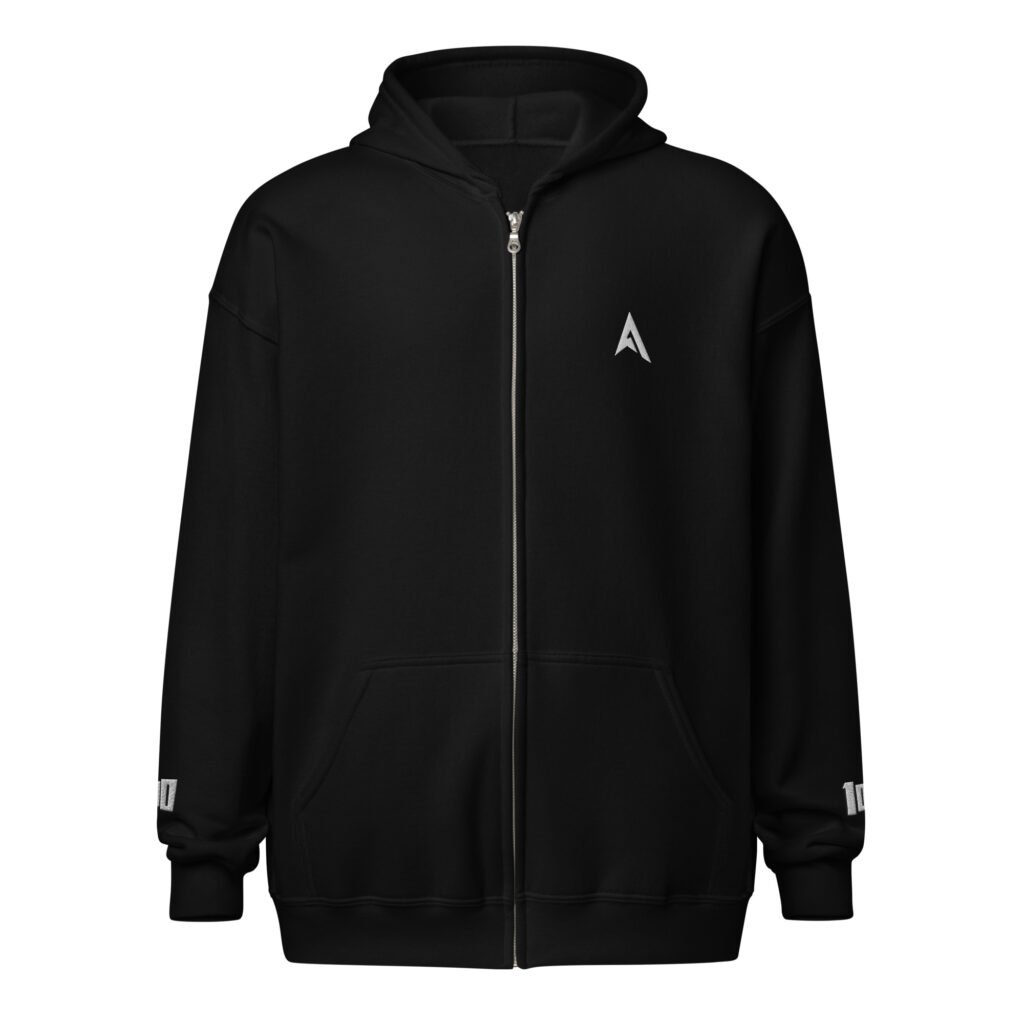 Hunnit Lapz zip hoodie - White Embroidered Logo