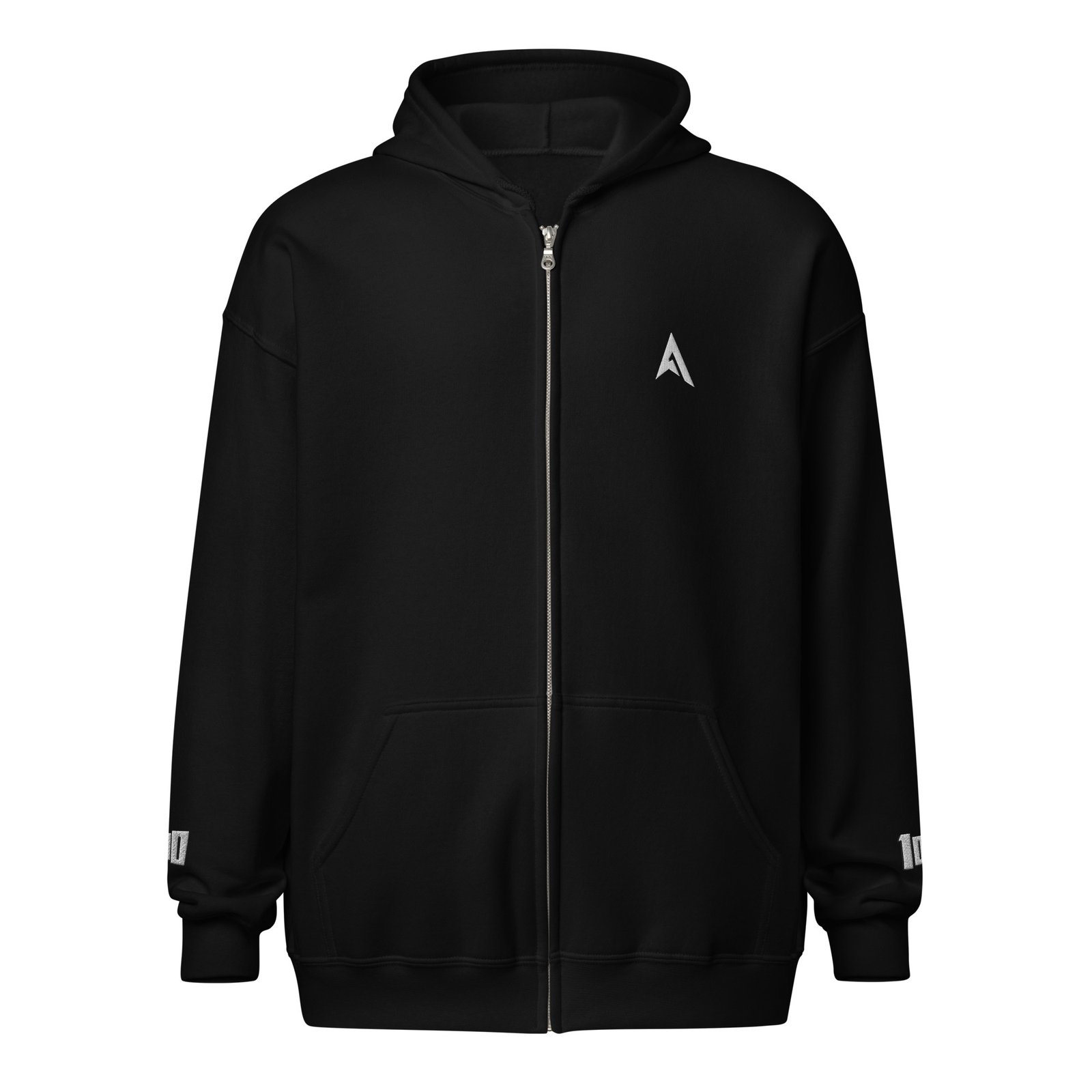 Hunnit Lapz zip hoodie - White Embroidered Logo
